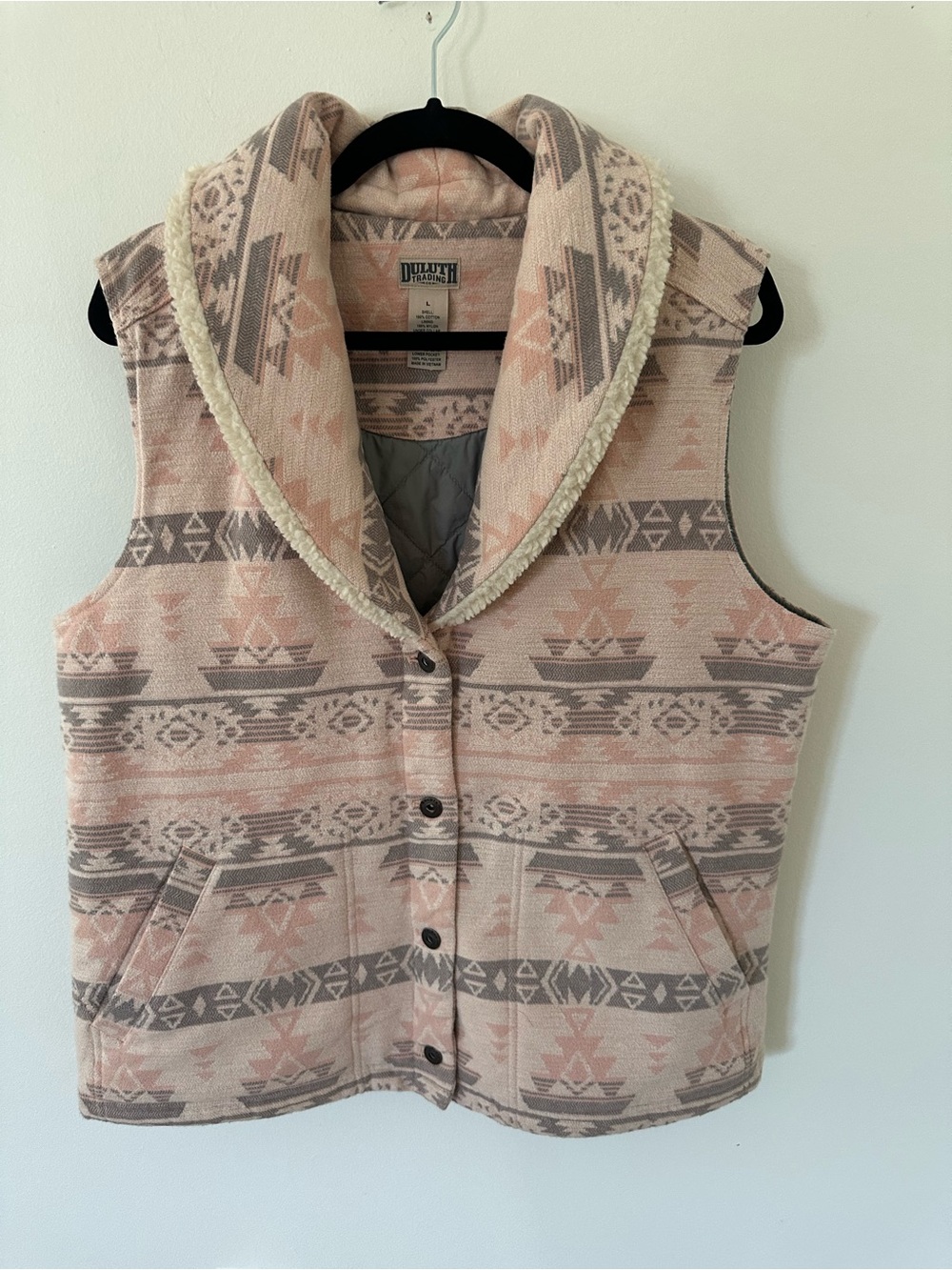 Duluth Trading Co Women's Southwest Aztec Sherpa Quilt Vest Jacket - Size L